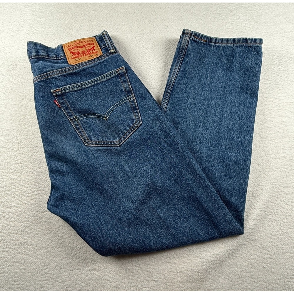 Levi's 505 Regular Fit Jeans Men 33x29 (tag 34x30) Blue‎ Denim Straight Leg